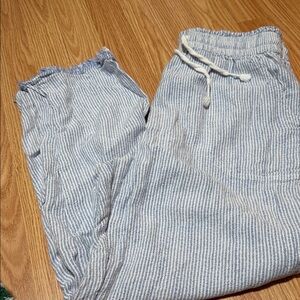 Aerie Blue and White Striped Wide Leg Pants